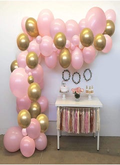 Party Propz Happy Birthday Balloon Garland Decoration- 62pcs Pack Pink and Gold Balloons Arch Kit For Boys, Girls,Kids, Baby, Wife Bday Decor Items/Big and Small Baloon/Photo booth Backdrop