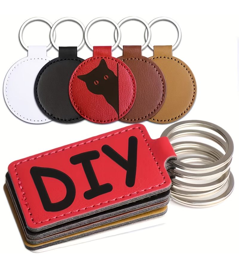 Yellow Blank Keychain Set 50pcs DIY Supplies with Key Rings RFID Card Holders - Image 2