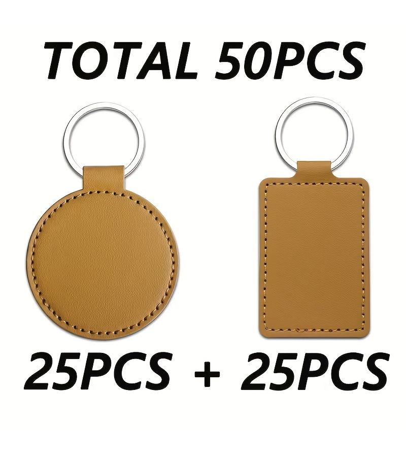 Yellow Blank Keychain Set 50pcs DIY Supplies with Key Rings RFID Card Holders - Image 5