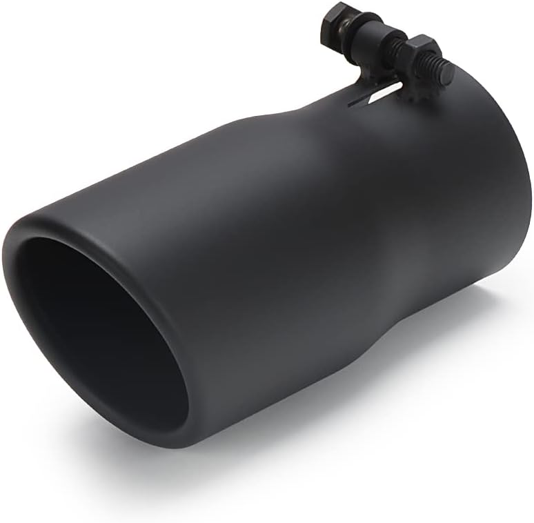 LCGP Exhaust Tip 2.5" Inlet 3" Outlet 6" Long, Bolt On Design, Stainless Steel, Black Powder Coated - Image 1