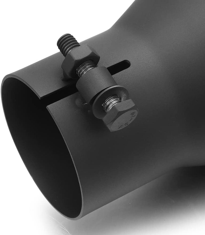 LCGP Exhaust Tip 2.5" Inlet 3" Outlet 6" Long, Bolt On Design, Stainless Steel, Black Powder Coated - Image 4
