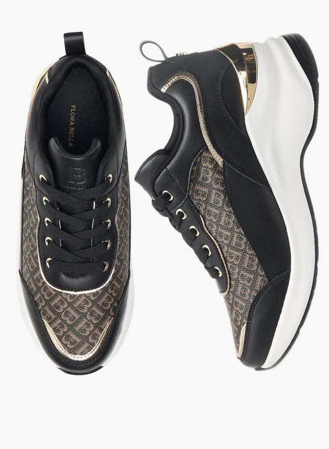 فلورا بيلا من شو إكسبرس سنيكرز نسائي بنقشة المونوغرام بنعل سميك وإغلاق برباط