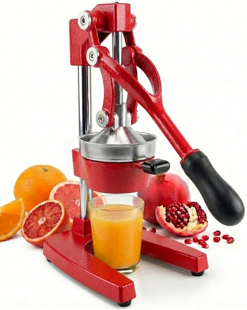 Eurolux Ultra-Premium Cast Iron Juicer | Extra-Large, Heavy Duty, Commercial Grade, Stainless Steel Manual Hand Press Citrus Squeezer For Fresh Orange Juice, Pomegranate, Lemon, and Much More (Red) - Image 1