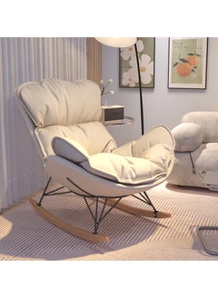 Hihonor Rocking Chair, Balcony Upholstered Lounge Chair, Ergonomic Chair with Footstool, Home Leisure Lazy Susans (Beige)  - Image 2