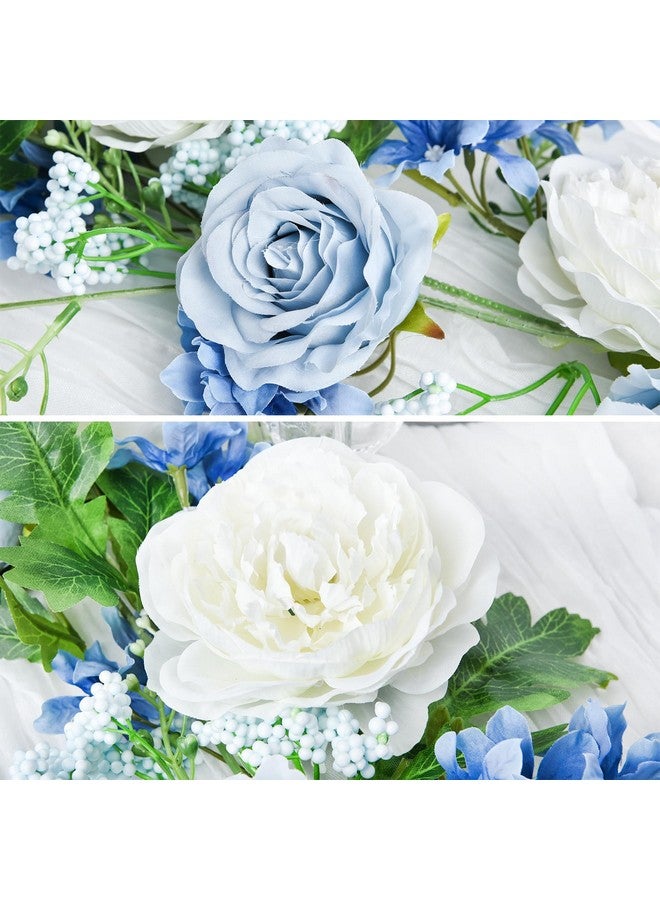 Lvydec 2 Pack Artificial Peony Flower Garland - 6ft Silk Peony Red Flower Garland Arch Flower Vine for Wedding Party Table Decoration(Blue and White) - Image 5
