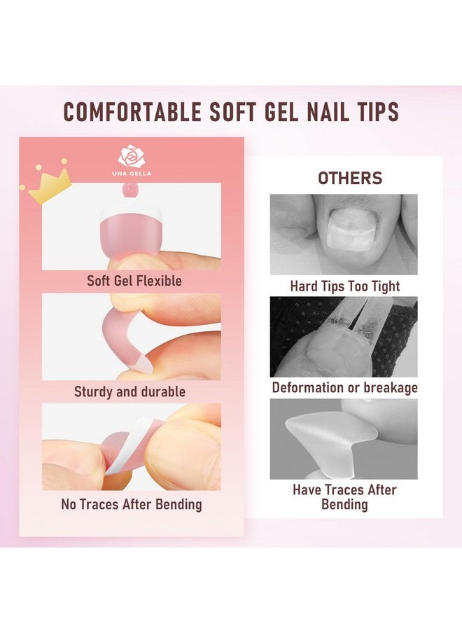 UNA GELLA UNA GELLA Toe Nail Press Ons Peach Pink Toe Nail Tips Gel x Nail Tips French Tip Press On Nails -216pcs 12sizes Soft Gel Press On Toenails Acrylic Nails Soak Off Toenail Press Ons ForHome DIY Salon  - Image 4