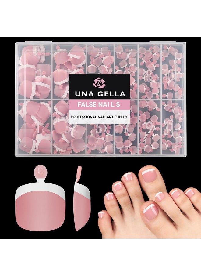 UNA GELLA UNA GELLA Toe Nail Press Ons Peach Pink Toe Nail Tips Gel x Nail Tips French Tip Press On Nails -216pcs 12sizes Soft Gel Press On Toenails Acrylic Nails Soak Off Toenail Press Ons ForHome DIY Salon  - Image 1