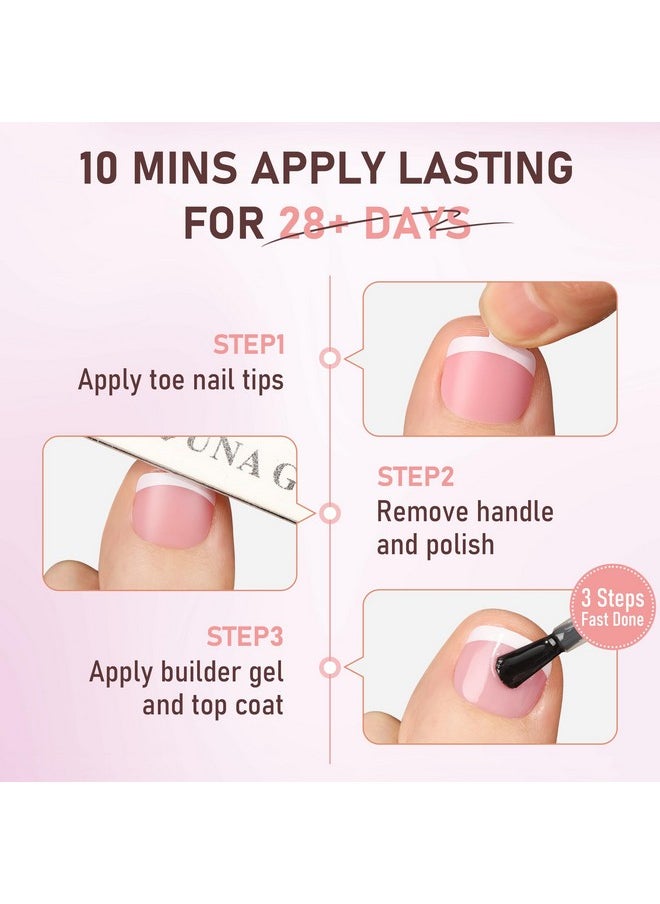 UNA GELLA UNA GELLA Toe Nail Press Ons Peach Pink Toe Nail Tips Gel x Nail Tips French Tip Press On Nails -216pcs 12sizes Soft Gel Press On Toenails Acrylic Nails Soak Off Toenail Press Ons ForHome DIY Salon  - Image 3