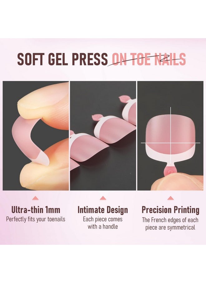 UNA GELLA UNA GELLA Toe Nail Press Ons Peach Pink Toe Nail Tips Gel x Nail Tips French Tip Press On Nails -216pcs 12sizes Soft Gel Press On Toenails Acrylic Nails Soak Off Toenail Press Ons ForHome DIY Salon  - Image 5