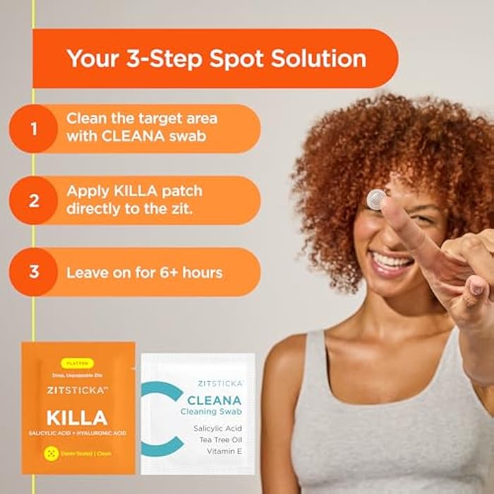 ZitSticka Killa Pimple Patches for Face - World's Most Potent Pimple Patch with Fast-Acting Microdarts - Starts Working within 6 Hours for Deep, Early-Stage Zits - Regular 8 Count with Cleana Swab - Image 5