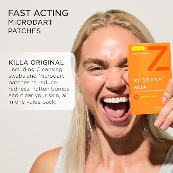 ZitSticka Killa Pimple Patches for Face - World's Most Potent Pimple Patch with Fast-Acting Microdarts - Starts Working within 6 Hours for Deep, Early-Stage Zits - Regular 8 Count with Cleana Swab - Image 4