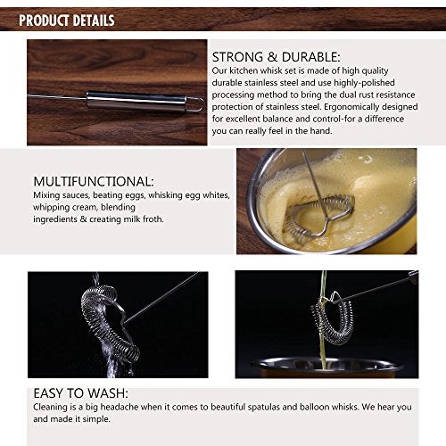 TAFOND Whisk,Spiral Whisks Egg Beater for Blending Mixing Stirring, Non-Stick Stainless Steel Whisk,11.2 inch - Image 3