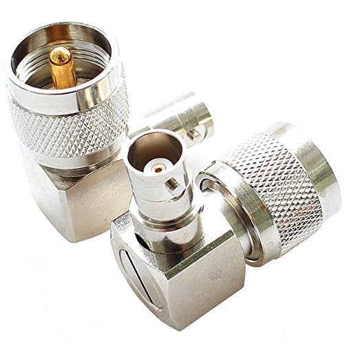 exgoofit PL259 UHF Male Plug to BNC Female Connector Right Angle 90 Degrees Jack Adapter Radio Adapter PL259 RF Coax Coaxial Cable Connector (2-Pack) - Image 1
