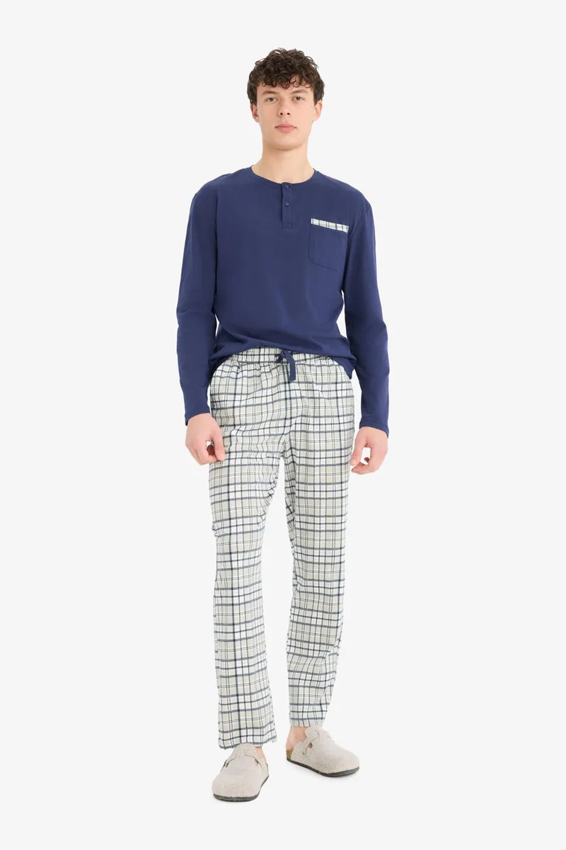Defacto Regular Fit Plaid Long Sleeve 2 Piece Set