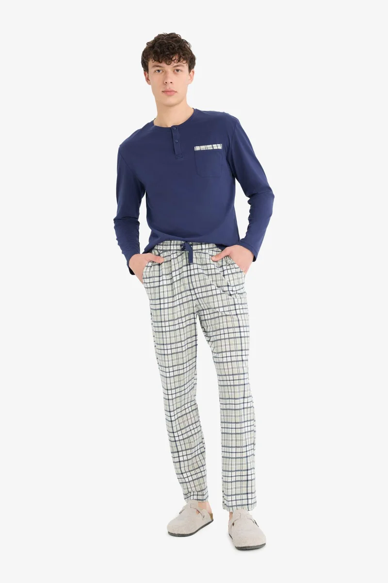 Defacto Regular Fit Plaid Long Sleeve 2 Piece Set