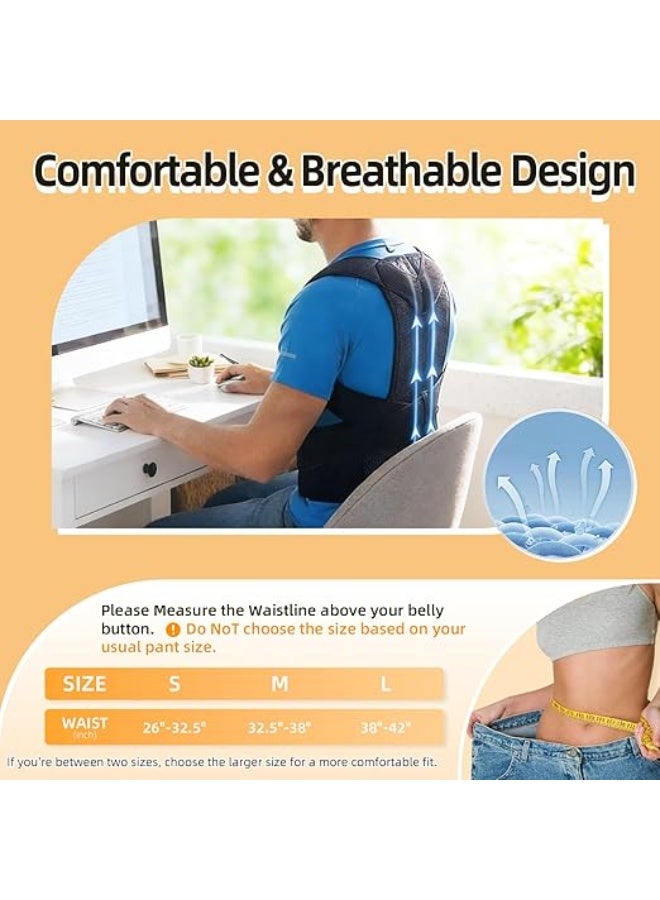 Back Brace Posture Corrector – Adjustable Support Device for Back Pain Relief & Daily Lumbar Support – Medium Size 21.7–26.8 in - Image 3