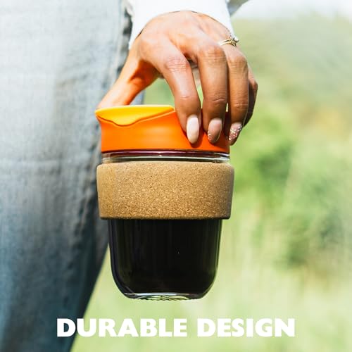 SoleCup. - Reusable Strengthened Glass Travel Cup - Spill Proof Coffee Mug - 12oz/340ml BPA-Free Hot Drink Travel Mug with Lid & Cork Band (Black, 12oz) - Image 3