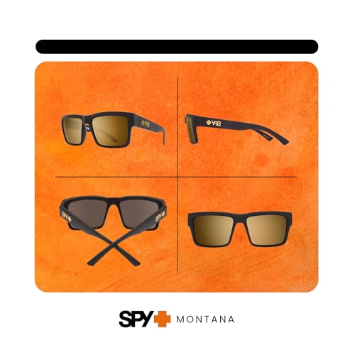 Spy Montana 673407973417 54MM Soft Matte Black/HD Plus Bronze with Gold Spectra Mirror Square Sunglasses for Men +Bundle with Accessory Eyewear Kit, Montana - Image 3