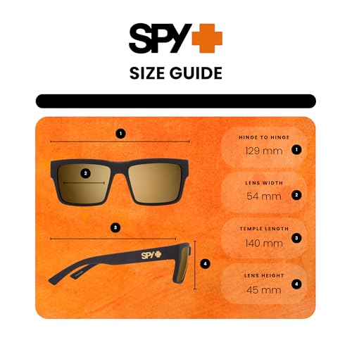 Spy Montana 673407973417 54MM Soft Matte Black/HD Plus Bronze with Gold Spectra Mirror Square Sunglasses for Men +Bundle with Accessory Eyewear Kit, Montana - Image 4