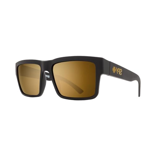 Spy Montana 673407973417 54MM Soft Matte Black/HD Plus Bronze with Gold Spectra Mirror Square Sunglasses for Men +Bundle with Accessory Eyewear Kit, Montana - Image 1