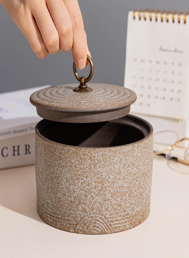 SILINE Ceramic Canister,16.9 Oz /500ml Food Storage Jar for Tea,Coffee Beans,Herb,Candy,Spices,Nuts (Stone White) - Image 3