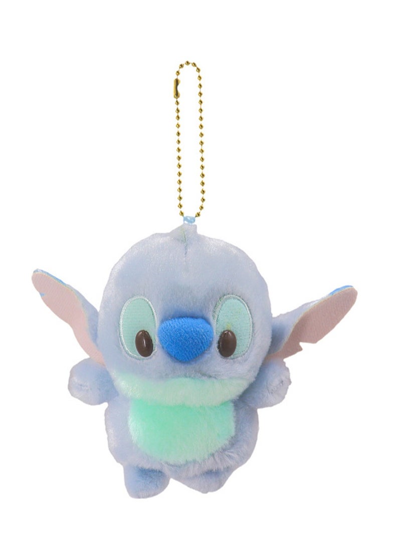 (Blue Stitch)12cm Cute Q Version Bean Eye Cartoon Plush Doll Backpack Pendant Keychain  - Image 1