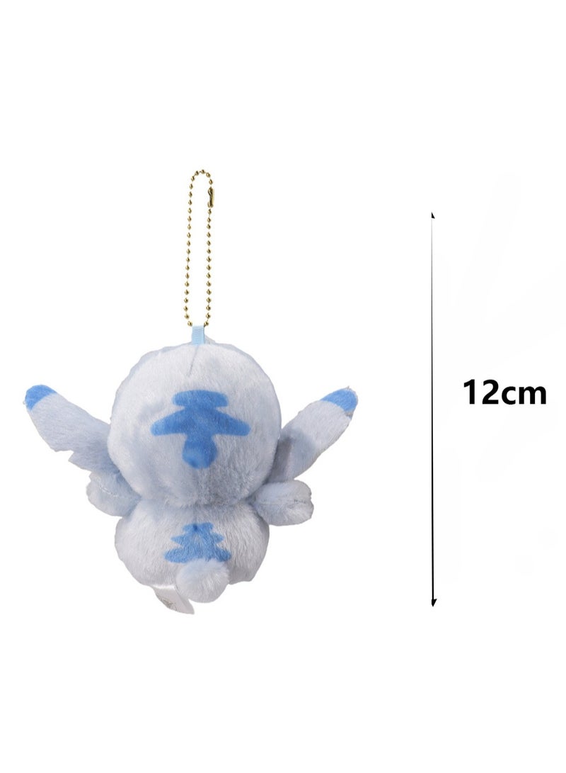 (Blue Stitch)12cm Cute Q Version Bean Eye Cartoon Plush Doll Backpack Pendant Keychain  - Image 2