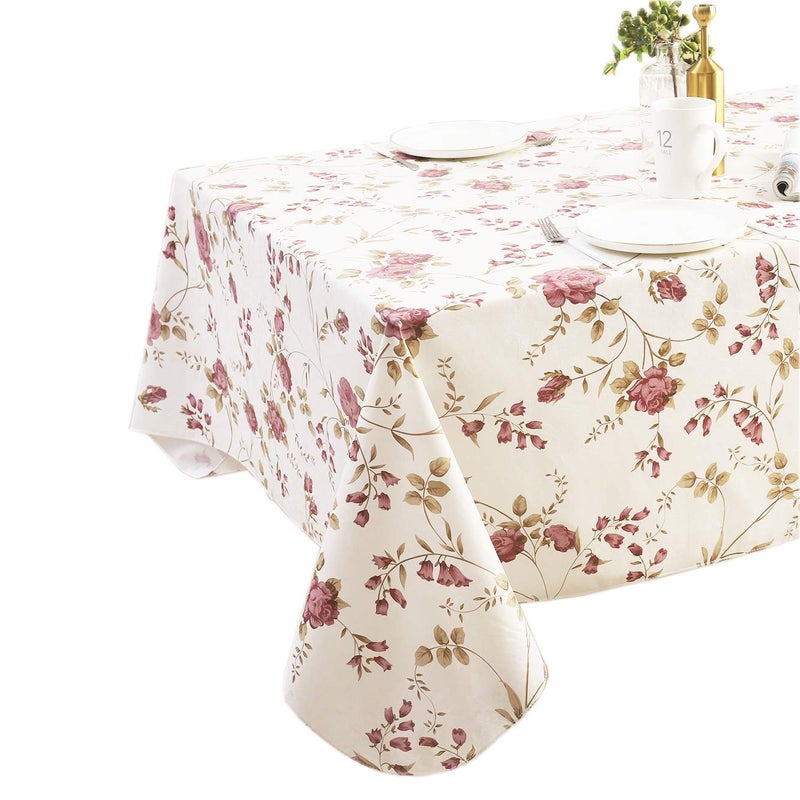 Walrus Heavy Duty Vinyl Tablecloth with Flannel Backing Waterproof Oil-Proof Plastic Table Cloth Stain-Resistant Wipeable Rectangle or Square Table Cover for Indoor and Outdoor (Flowers, 52X70 Inch) - Image 4