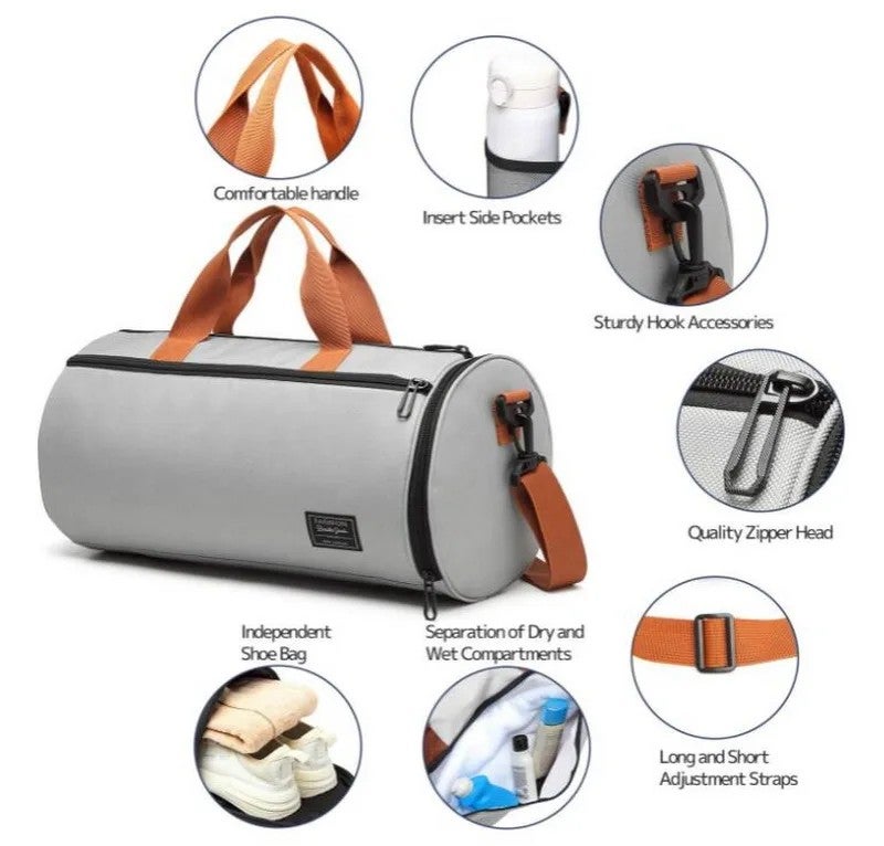 Bluejw Barrel Shape Sports Duffel Bag for Men - Gym, Travel, Golf, Swim - Weekender Tote with Logo (Optional) - Image 5