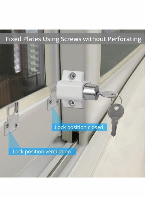 Ruibeauty 2Pcs Sliding Patio Door Catches Set Casement Bolt Security Lock With 2 Keys