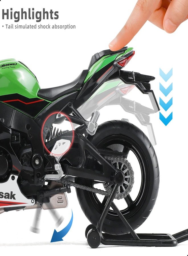 Risopen 1:12 Motorcycle Model Toy Compatible for Kawasaki Ninja ZX-10R Metal Die Cast with Plastic Motorcycle Model No Assembly Required, Mini Ready Moto for Adults (Green) - Image 4