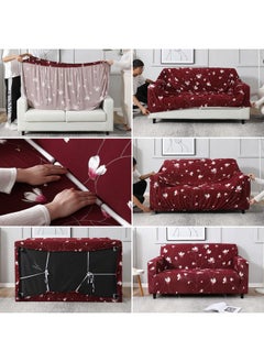 HOKIPO Stretchable Elastic Cover for Sofa 3 Seater (AR-4095-D11-Wine Red Flowers) - pzsku/ZA1C336EC813EF3447295Z/45/_/1737721005/1e2187f5-eabf-481d-99a8-8b11bd28eb38