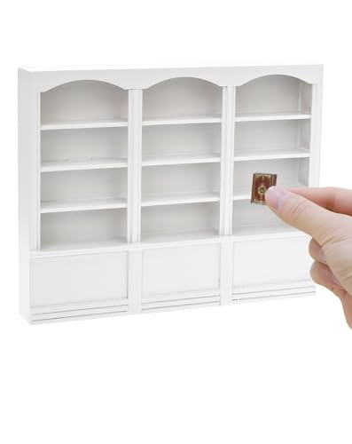 iLAND Dollhouse Bookshelf 112 Scale Dollhouse Furniture Mini Wooden Bookshelf for Miniature Books Mini Bookcase 112 Scale Accessories Mini Library Doll House Living Room Books Shelf Miniature Gifts - Image 1