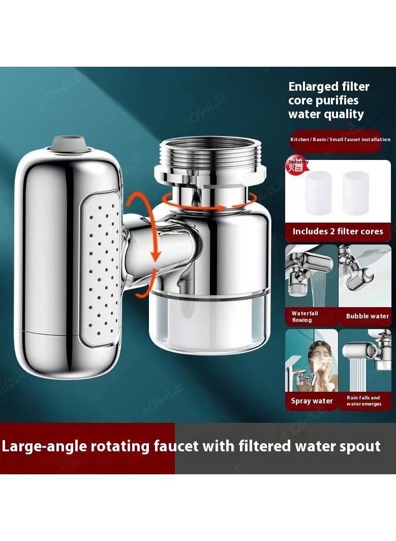Swivel Faucet Water Filter - Alloy Bathroom/Kitchen Rotating Purifier with 4 Spray Modes & Water-Saving Aerator, Splash-Free Extension Mount System(Comes with 2filter cartridges) - Image 1