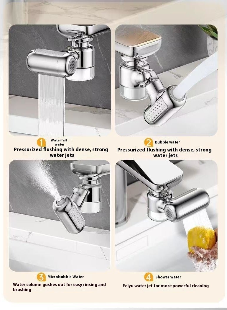 Swivel Faucet Water Filter - Alloy Bathroom/Kitchen Rotating Purifier with 4 Spray Modes & Water-Saving Aerator, Splash-Free Extension Mount System(Comes with 2filter cartridges) - Image 2