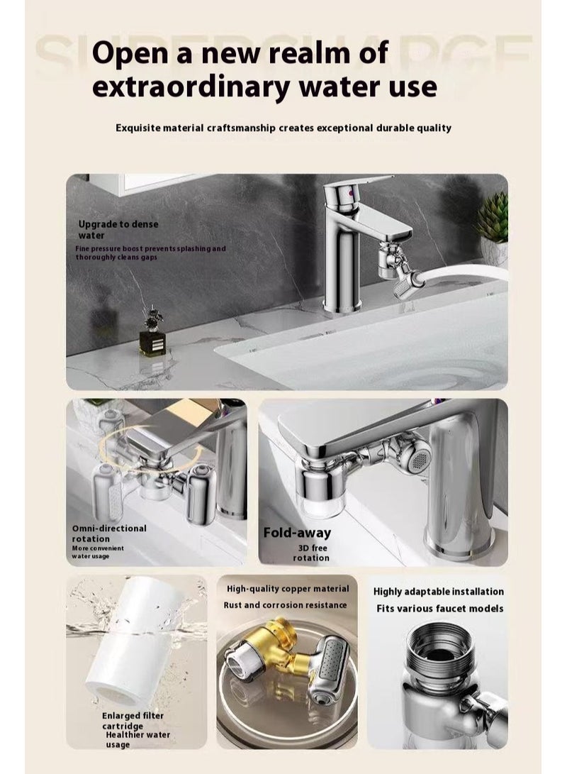 Swivel Faucet Water Filter - Alloy Bathroom/Kitchen Rotating Purifier with 4 Spray Modes & Water-Saving Aerator, Splash-Free Extension Mount System(Comes with 2filter cartridges) - Image 3