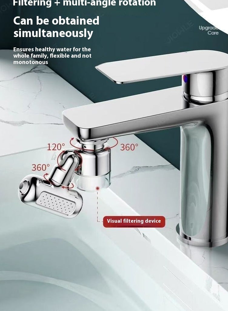 Swivel Faucet Water Filter - Alloy Bathroom/Kitchen Rotating Purifier with 4 Spray Modes & Water-Saving Aerator, Splash-Free Extension Mount System(Comes with 2filter cartridges) - Image 4
