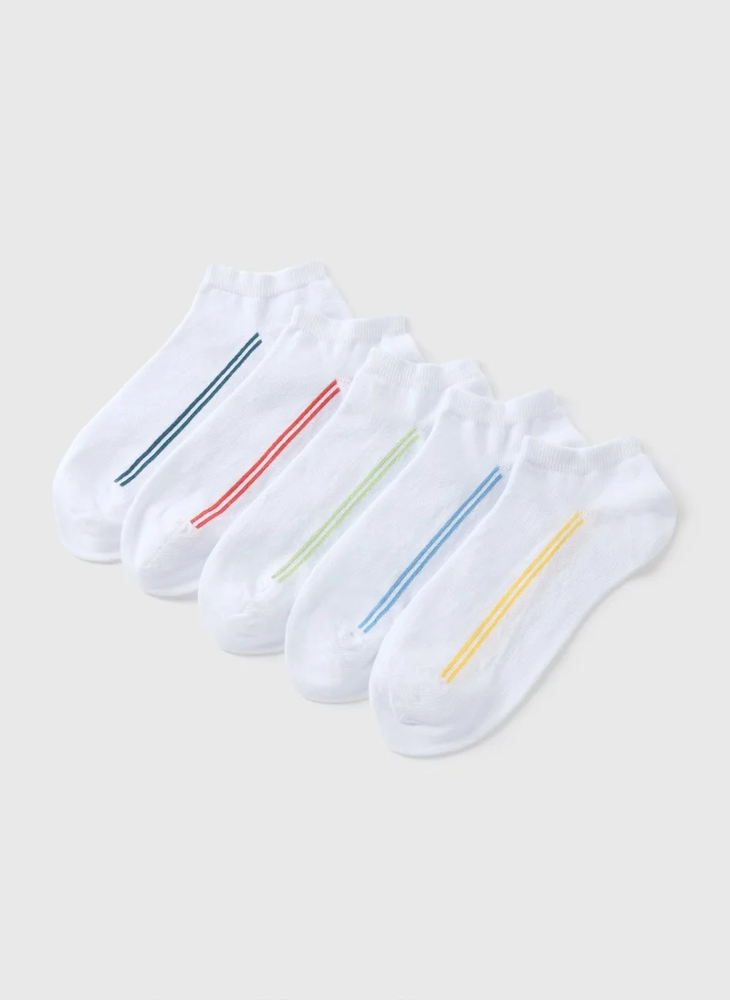 Matalan 5 Pack White Stripe Trainer Socks