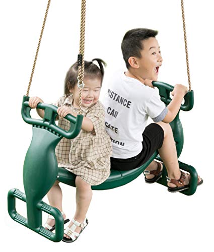 PLAYBERG Outdoor Swingset Plastic Double Glider Playground Patio 2 Person Kids Fun Swing Green - Image 1