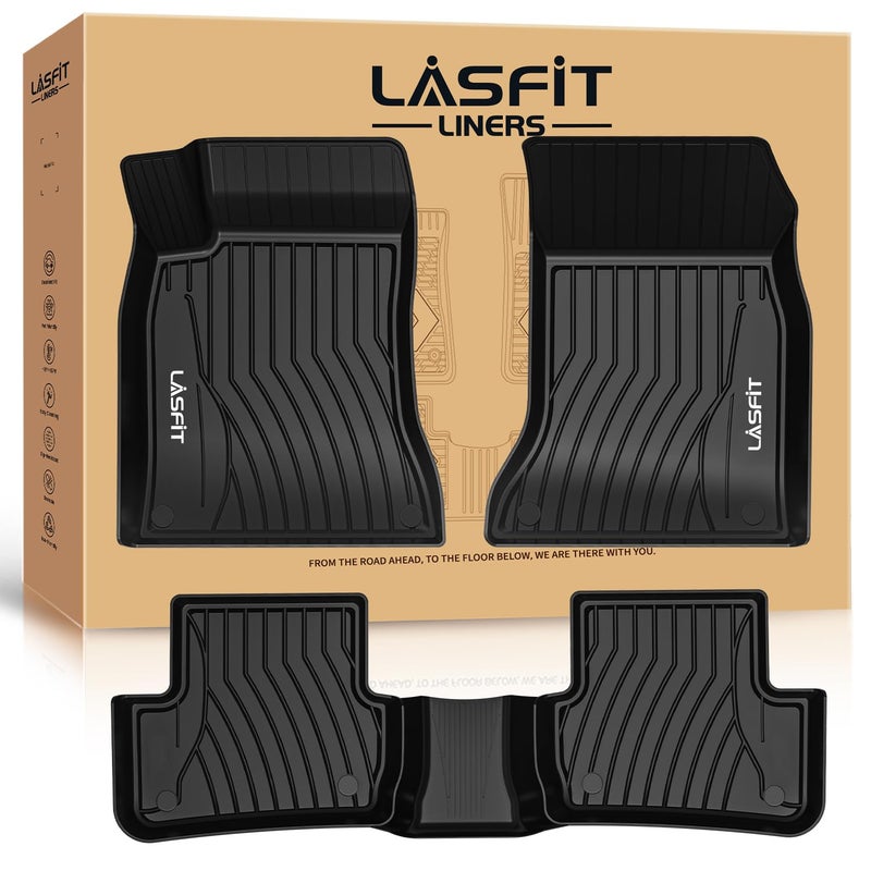 حصائر أرضية LASFIT لمرسيدس بنز CLA 2014-2019 GLA 2015-2020 25045 AMG حصائر سيارات مخصصة لجميع الأحوال الجوية من TPE لمرسيدس CLA GLA مجموعة حصائر للأرضية الصف الأول والثاني باللون الأسود