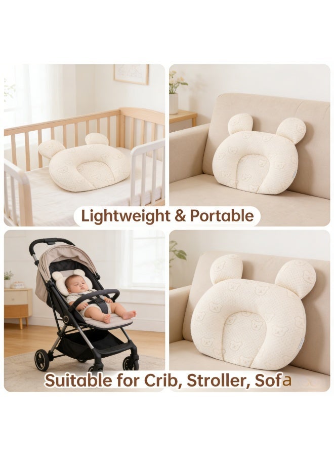 CESETH Adjustable Baby Pillow 0-1 Year Infant Head Shaping Crib Pillow Natural Latex Breathable Anti-Flat Head Corrector Removable Insert Newborn Sleep Support Toddler Bedding 0-3 3-6 6-12 Months - Image 3