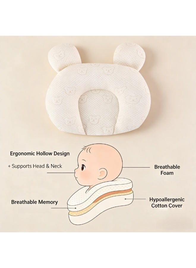 CESETH Adjustable Baby Pillow 0-1 Year Infant Head Shaping Crib Pillow Natural Latex Breathable Anti-Flat Head Corrector Removable Insert Newborn Sleep Support Toddler Bedding 0-3 3-6 6-12 Months - Image 5
