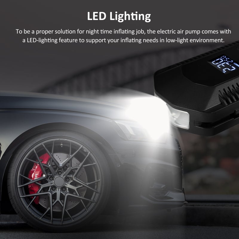 Tire Inflator Air Compressor Portable 150PSI Fast Inflation Pump for Car Tires 12V DC Tire Pump with LED Light for Cars Bicycles Balloons Other Inflatables - Image 2