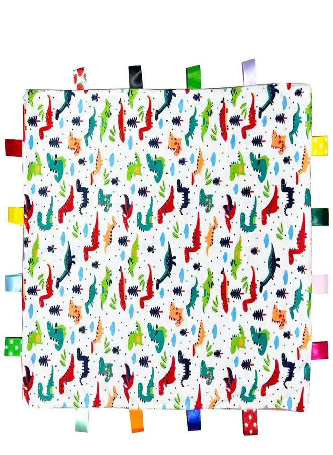 Winsation Tag Blankets for Babies, Cute Dinosaur Taggy Blanket, Soft Blanket with Tags for Boys and Girls Gift - Image 1