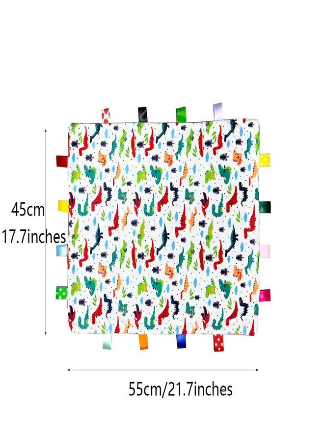 Winsation Tag Blankets for Babies, Cute Dinosaur Taggy Blanket, Soft Blanket with Tags for Boys and Girls Gift - Image 4