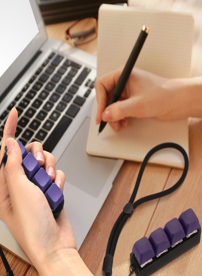 Ferreve 2 Pcs Keyboard Fidget Toys Fidget Clicker Keyboard Four-Button Clicker Keychain Button ADHD Stress Relief Gifts for Adult to Relief Stress Pass The Time(Purple) - Image 4