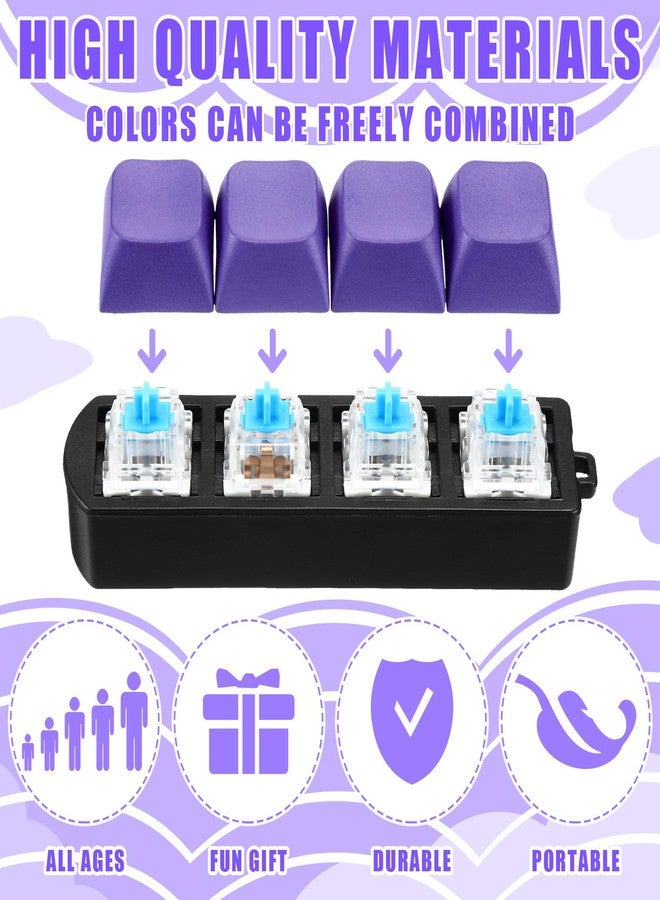 Ferreve 2 Pcs Keyboard Fidget Toys Fidget Clicker Keyboard Four-Button Clicker Keychain Button ADHD Stress Relief Gifts for Adult to Relief Stress Pass The Time(Purple) - Image 3