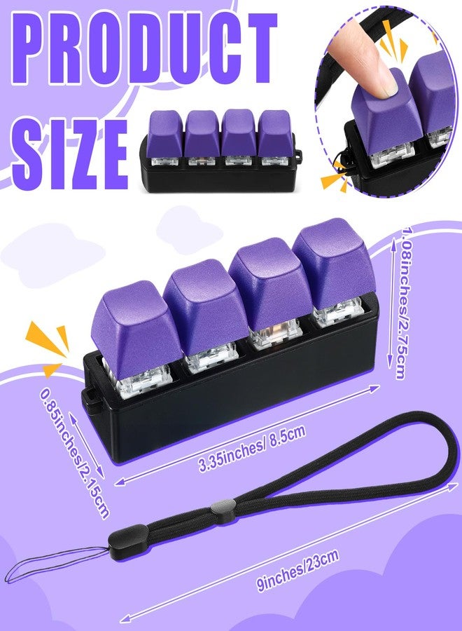 Ferreve 2 Pcs Keyboard Fidget Toys Fidget Clicker Keyboard Four-Button Clicker Keychain Button ADHD Stress Relief Gifts for Adult to Relief Stress Pass The Time(Purple) - Image 2