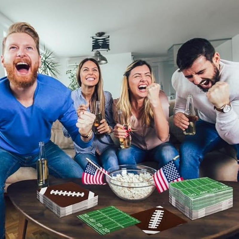 Arabest 50 PCS Football Party Supplies, 6.5 Inches Football Napkins with 2 Styles, Disposable Football Paper Napkins, Football Theme Napkins for Game Day Touchdown Birthday Party Decorations - Image 4