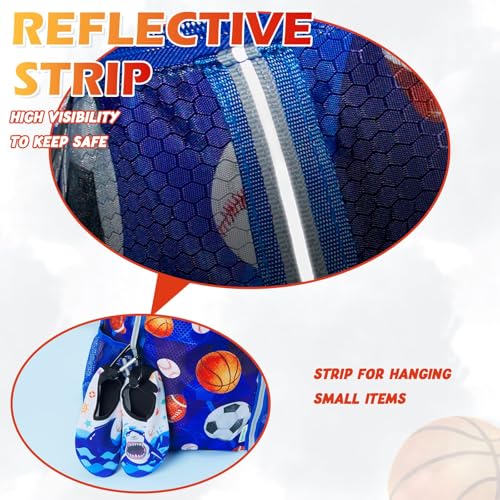 WAWSAM Kids Gym Drawstring Backpack String Bag, Ball Sports Gym Bag for Kids Boys Waterproof Swimming Beach String Cinch Backpack with Two Water Bottle Pocket - Image 3